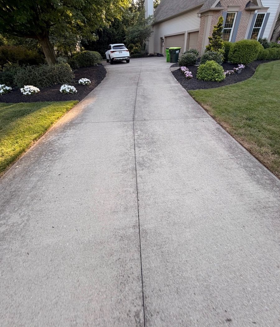 Driveway before pressure washing